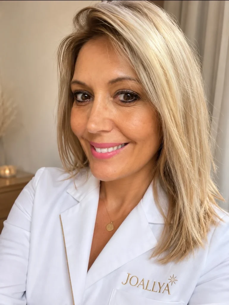 Johana, praticienne JOALLYA, souriante en blouse blanche